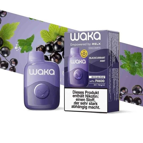 Buy Now Waka Blackcurrant Mint 600 Puffs Disposables Best Vape Shop In Canada – Smoke2Snack