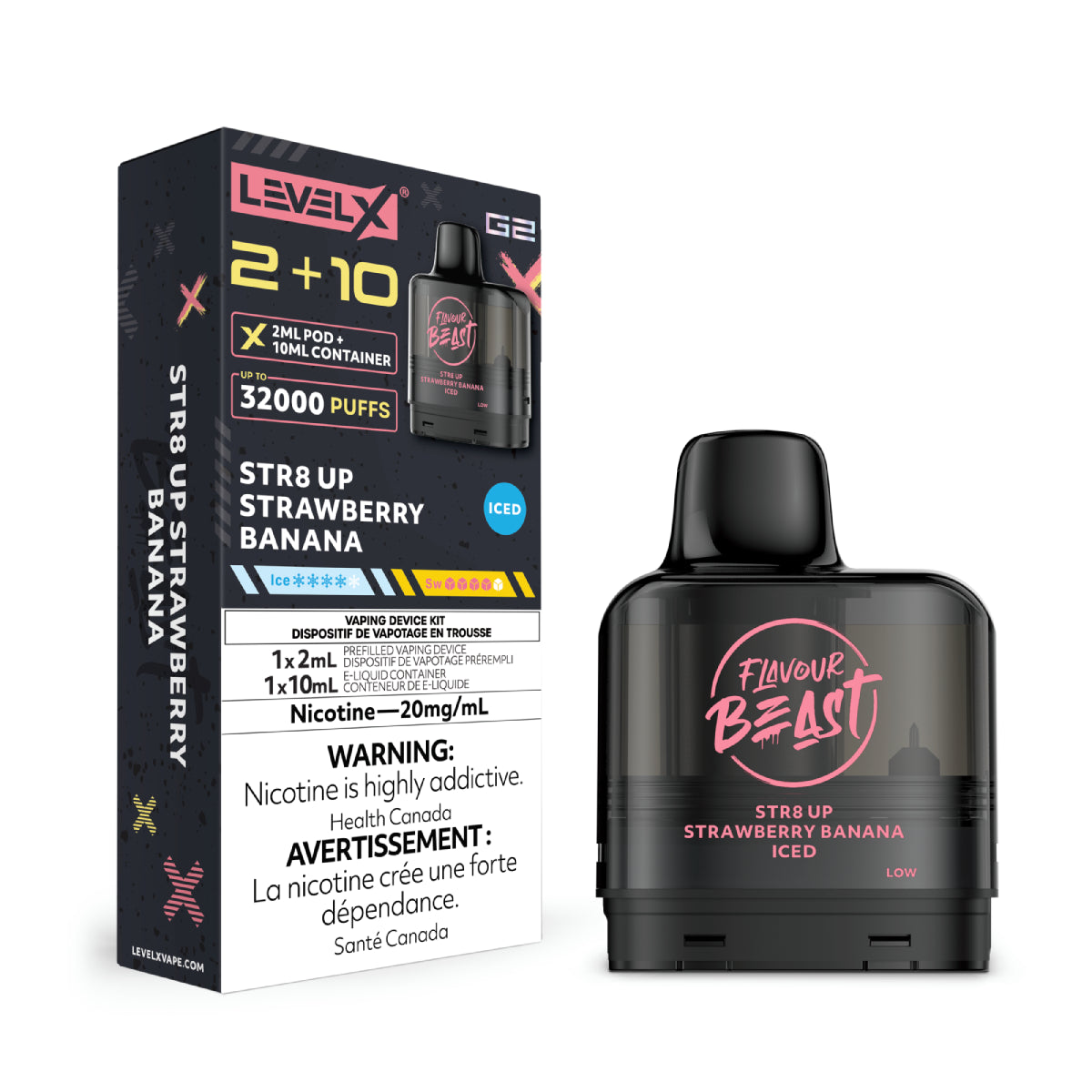 Banana Raspberry Level X Level X G2 2+10 Flavour beast str8 up strawberry banana 32k – Smoke2Snack